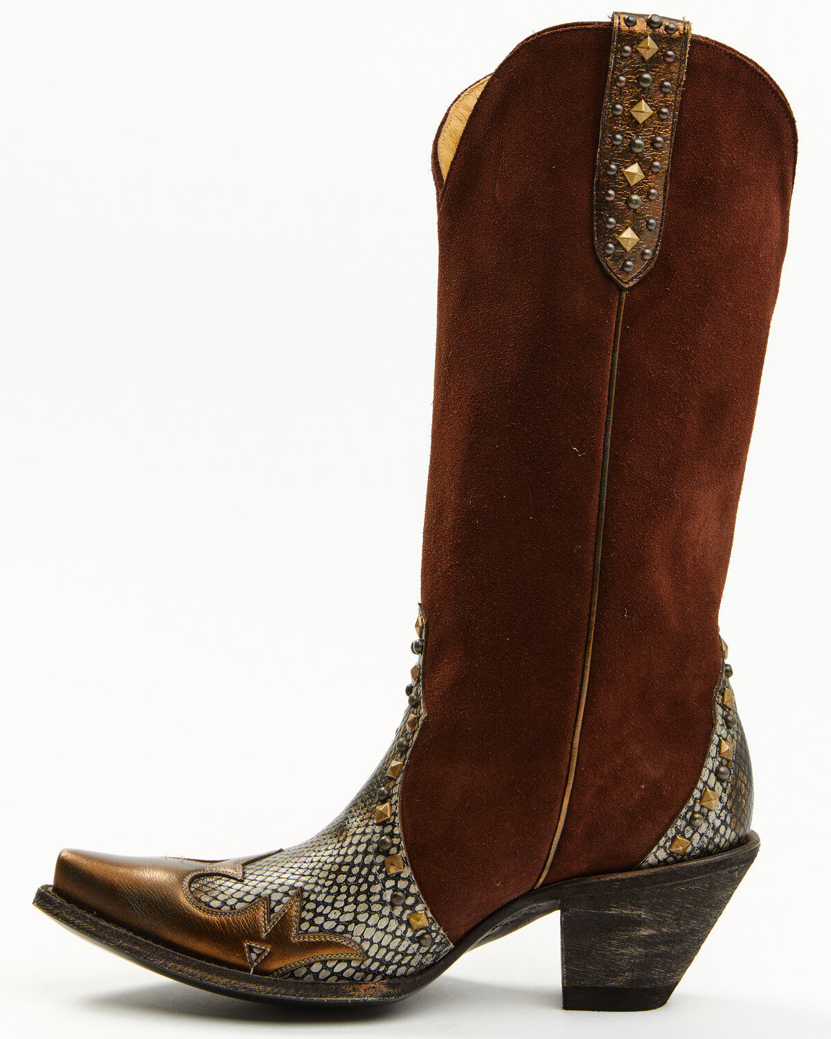 Image #3 - Idyllwind Women's Leap Snake Suede Leather Western Boots - Snip Toe, Brown, hi-res