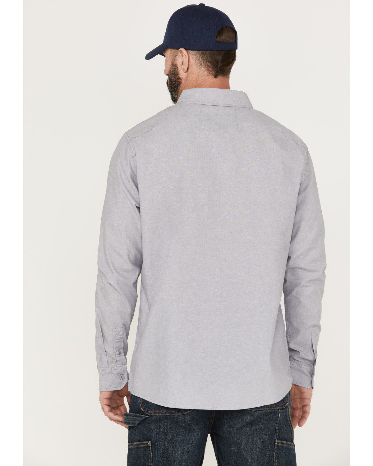 Image #4 - Hawx Men's Chambray Sun Protection Western Shirt, Grey, hi-res