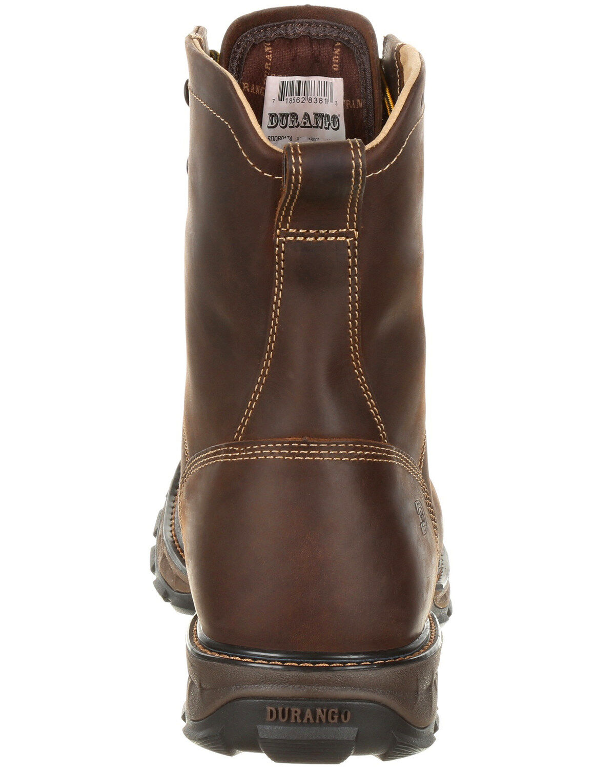 Image #4 - Durango Men's Maverick Waterproof Lacer Work Boots - Round Toe, Pecan, hi-res