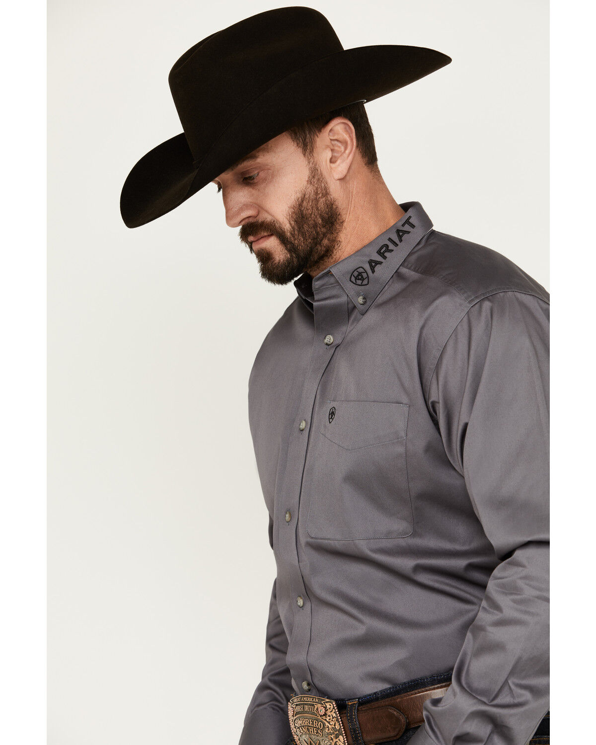 Image #3 - Ariat Men's Team Logo Twill Long Sleeve Button-Down Western Shirt, Dark Grey, hi-res