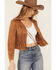 Image #4 - Vocal Women's Faux Suede Western Fringe Jacket, Camel, hi-res
