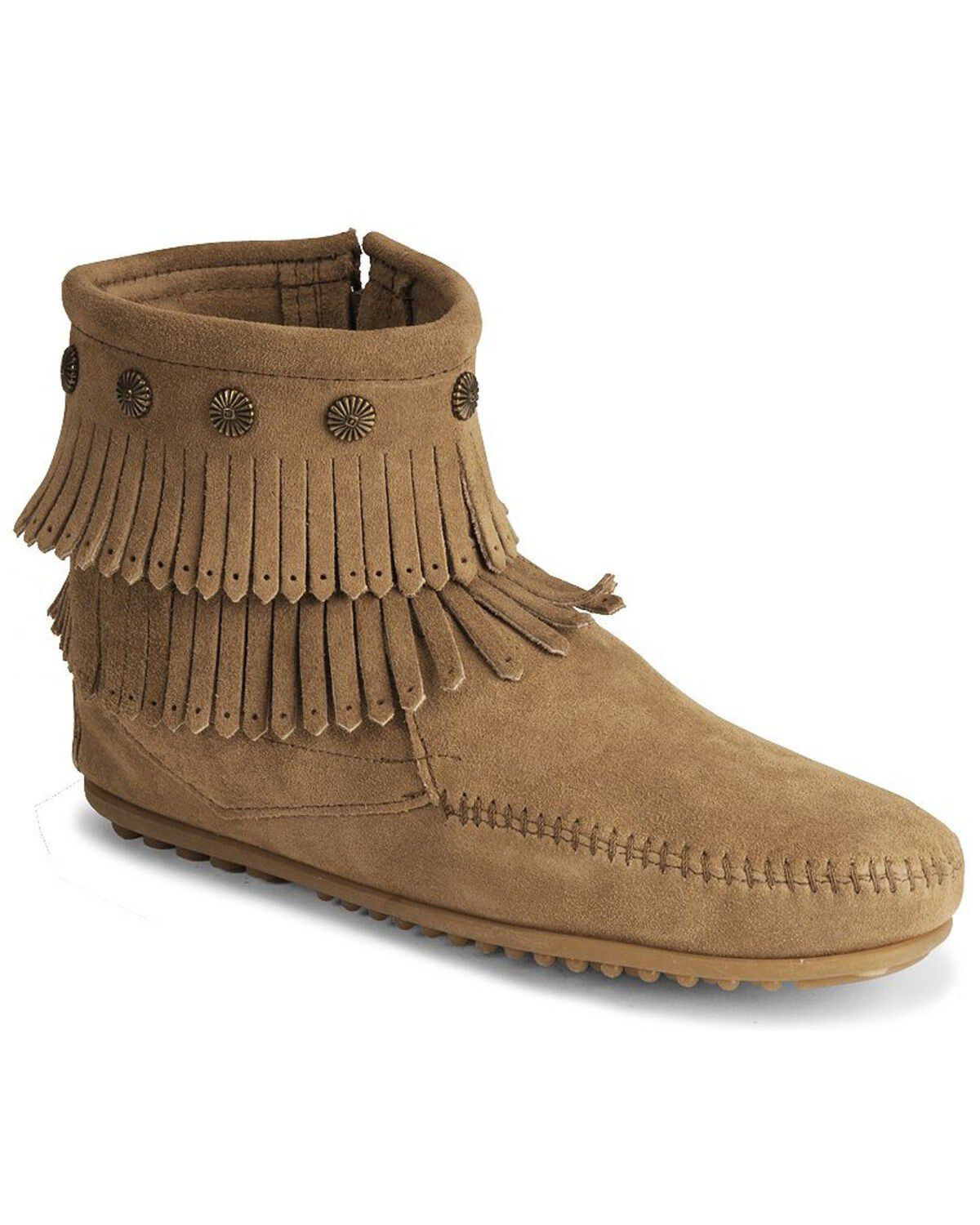 Image #1 - Minnetonka Double Fringe Side Zip Moccasin, , hi-res