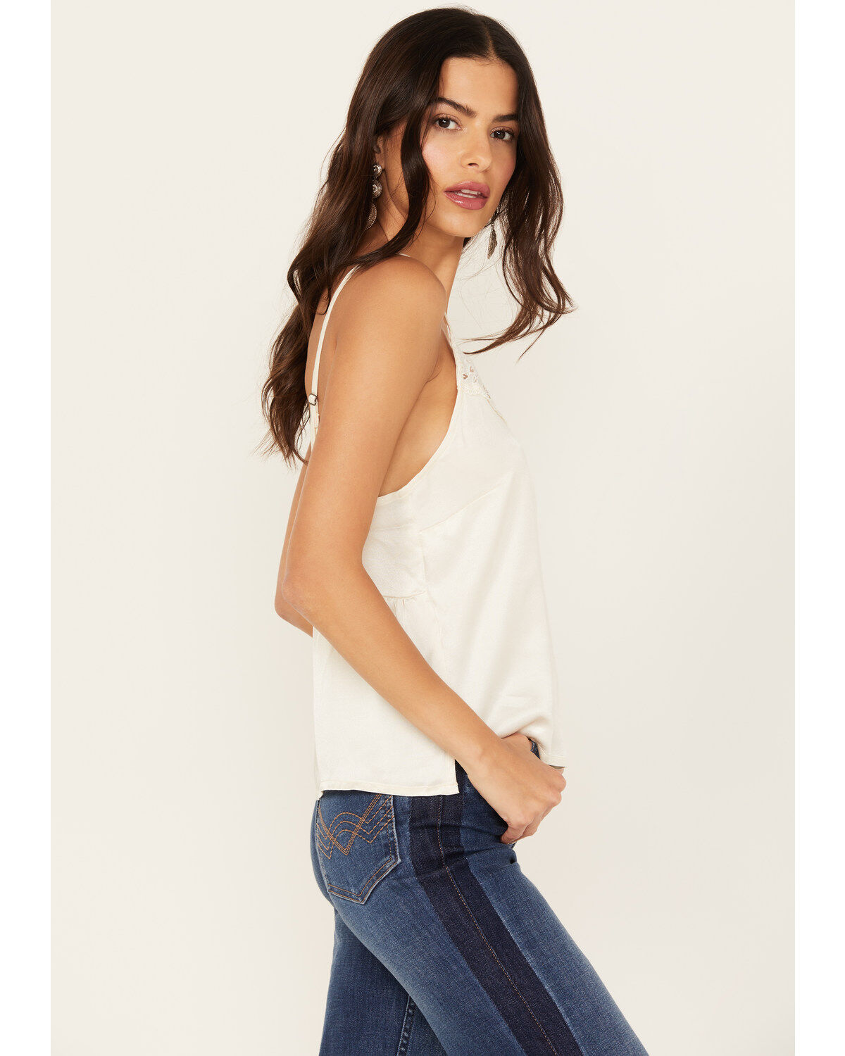 Image #2 - Shyanne Women's Lace Satin Cami, Cream, hi-res