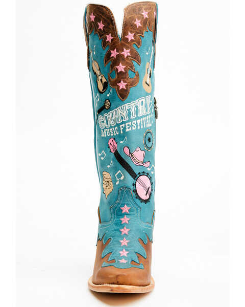 Image #4 - Dan Post Women's Nashville Music Festival Embroidered Western Tall Boots - Snip Toe , Blue, hi-res