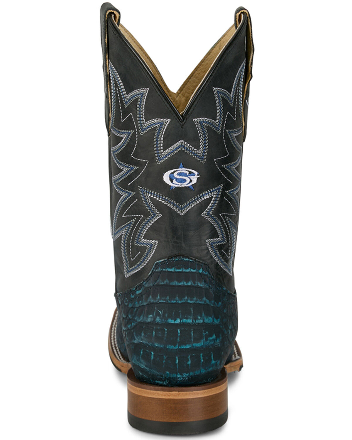 Image #5 - Justin Men's San Antone Exotic Caiman Western Boots - Broad Square Toe, Blue, hi-res