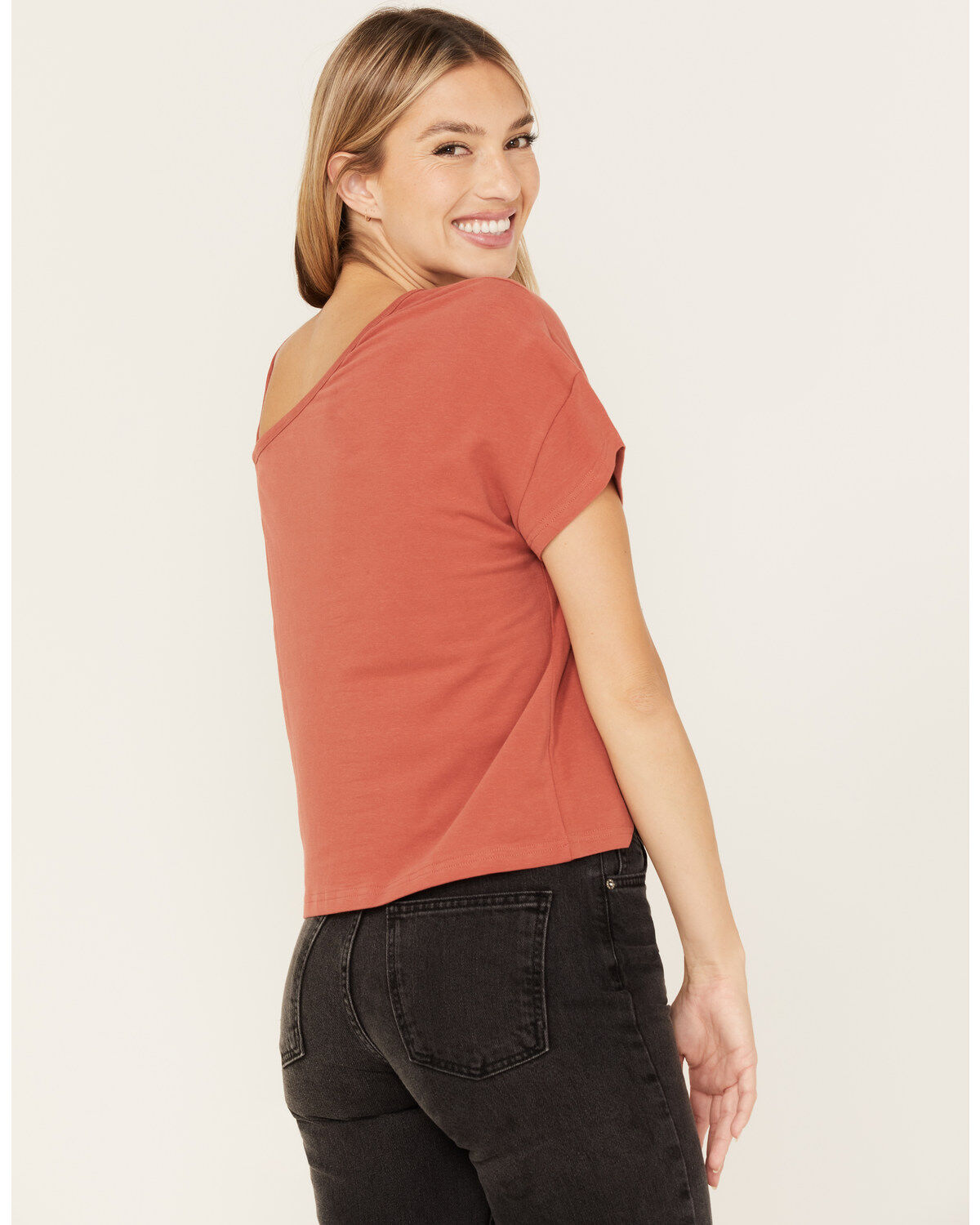 Image #4 - Ariat Women's Embroidered Southwestern Graphic One Shoulder Tee, , hi-res