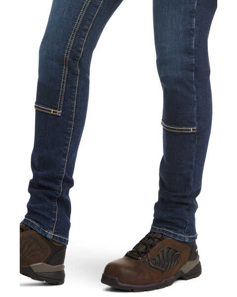 Ariat Women's Rebar Camden Medium Wash Flex Riveter Double Front Slim Leg Work Jeans, Blue, hi-res