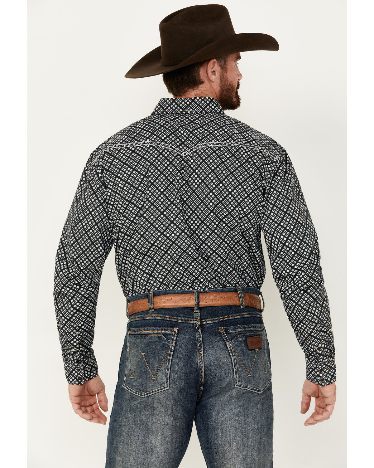 Image #4 - Cowboy Hardware Men's Wild Gem Geo Print Long Sleeve Snap Western Shirt, Black, hi-res