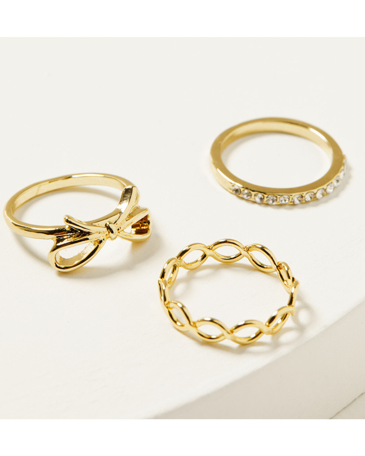 Image #3 - Shyanne Women's Cross Bow Ring Set - 5 Piece, Gold, hi-res