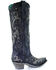 Image #7 - Corral Women's Tall Studded Overlay & Crystals Western Boots - Snip Toe, Black, hi-res