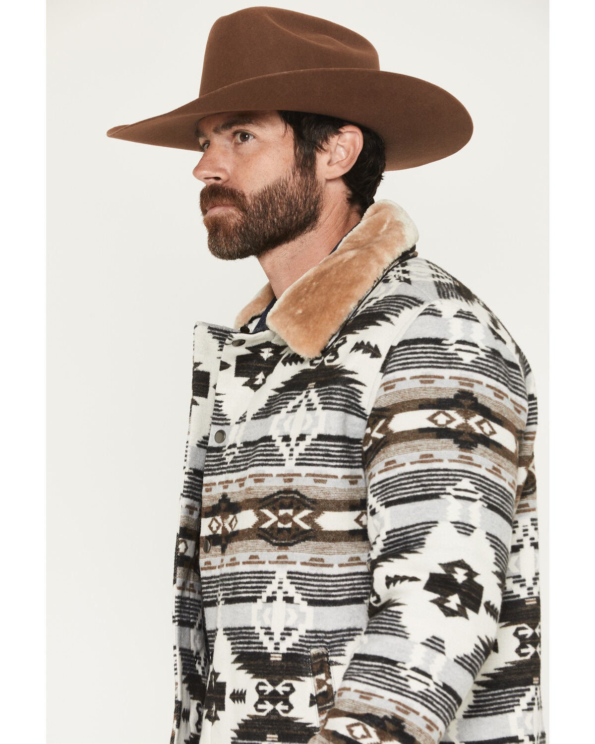 Image #3 - Rock & Roll Denim Men's Southwestern Jacquard Snap Jacket, Grey, hi-res