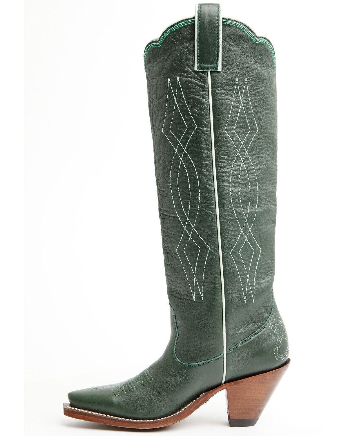Image #3 - Besita Women's The Sunny Inlay Tall Western Boots - Snip Toe, Green, hi-res