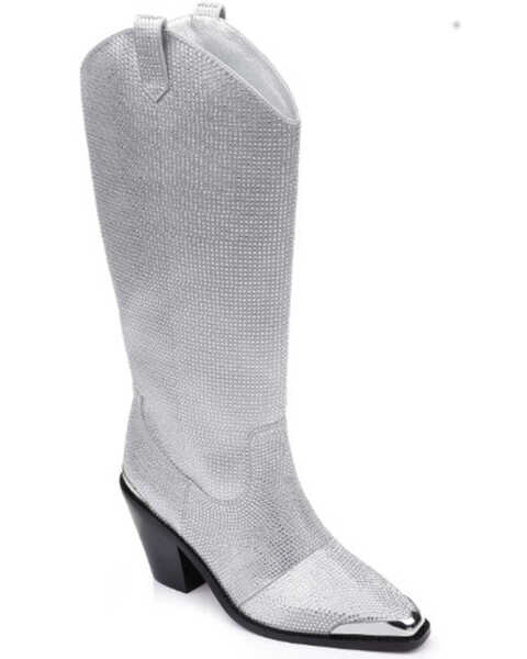 DanielXDiamond Women's North Jewel Cave Tall Western Boots - Snip Toe , Silver, hi-res