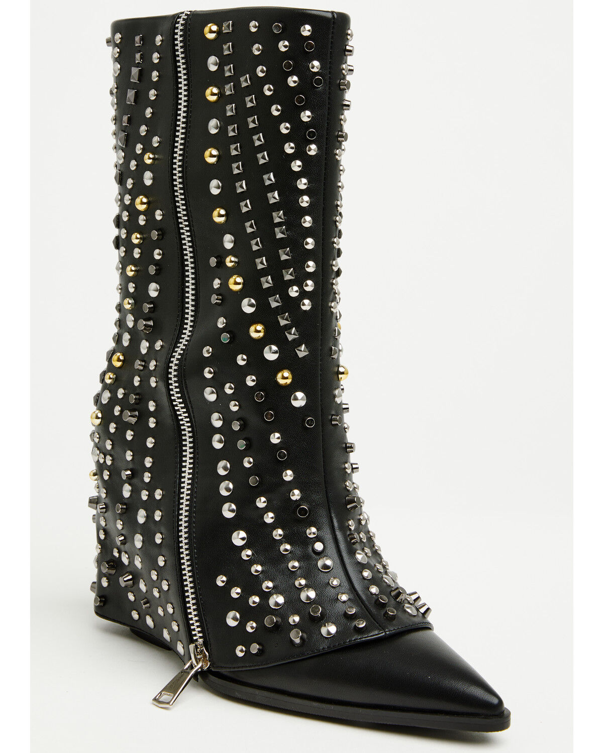 Image #1 - Azalea Wang Women's Hematine Studded Fashion Boots - Snip Toe, Black, hi-res