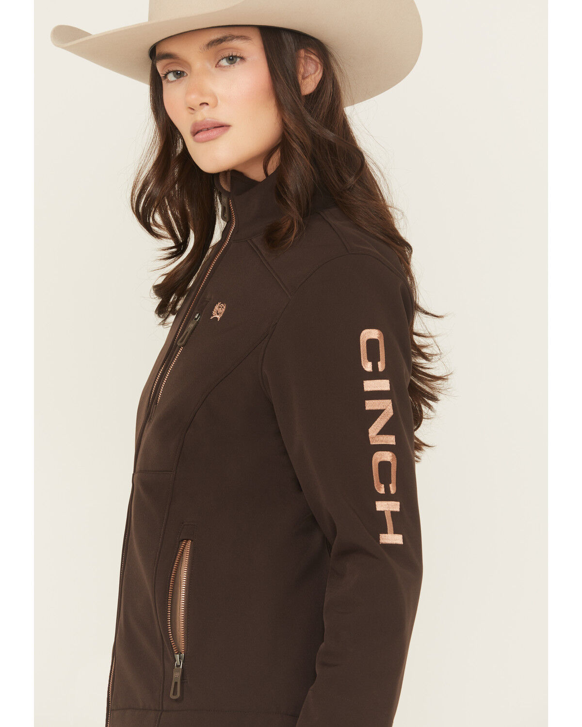 Image #3 - Cinch Women's Bonded Concealed Carry Softshell Jacket, Brown, hi-res