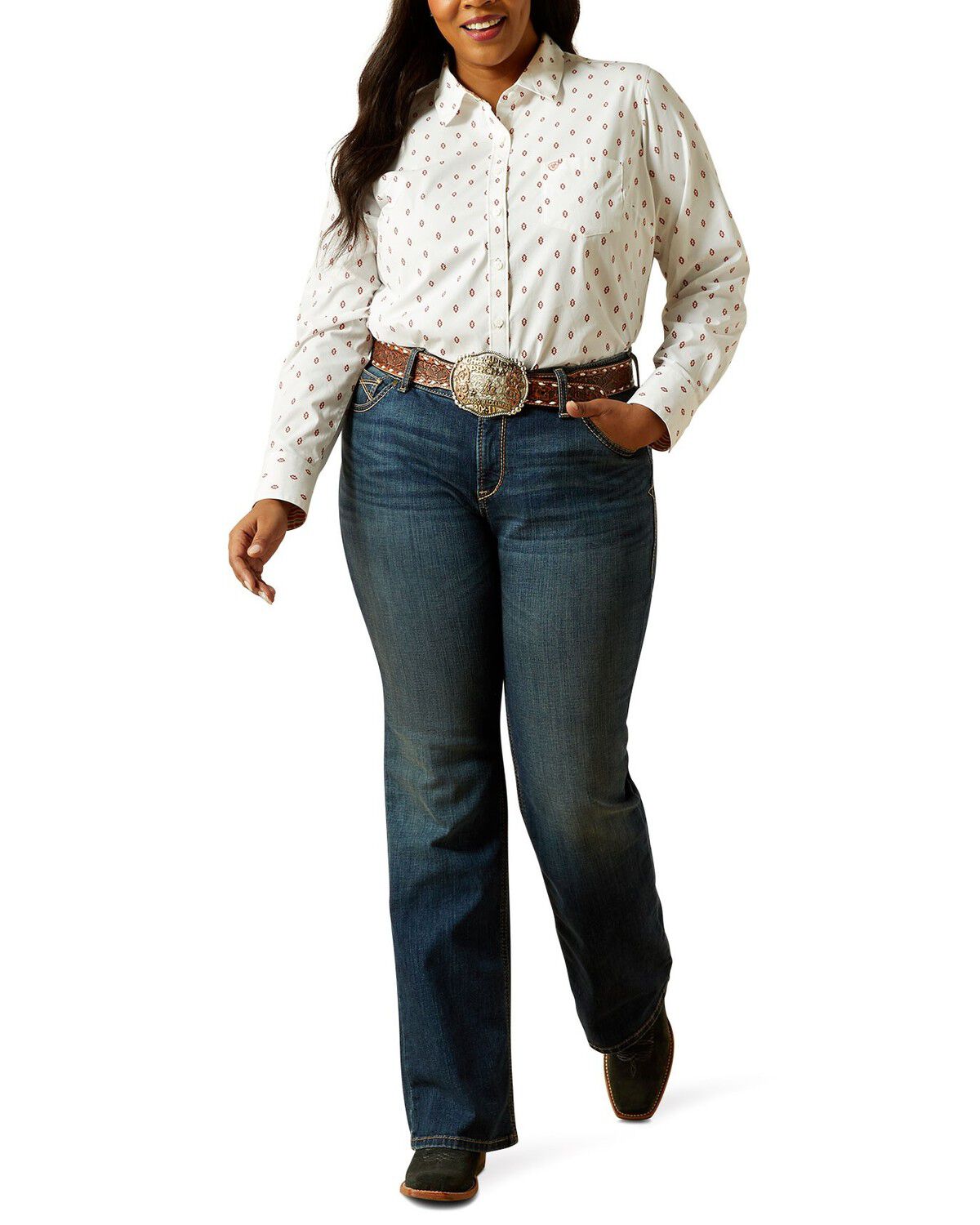 Ariat Women's Sonia Dark Wash Mid Rise Bootcut Stretch Denim Jeans - Plus
