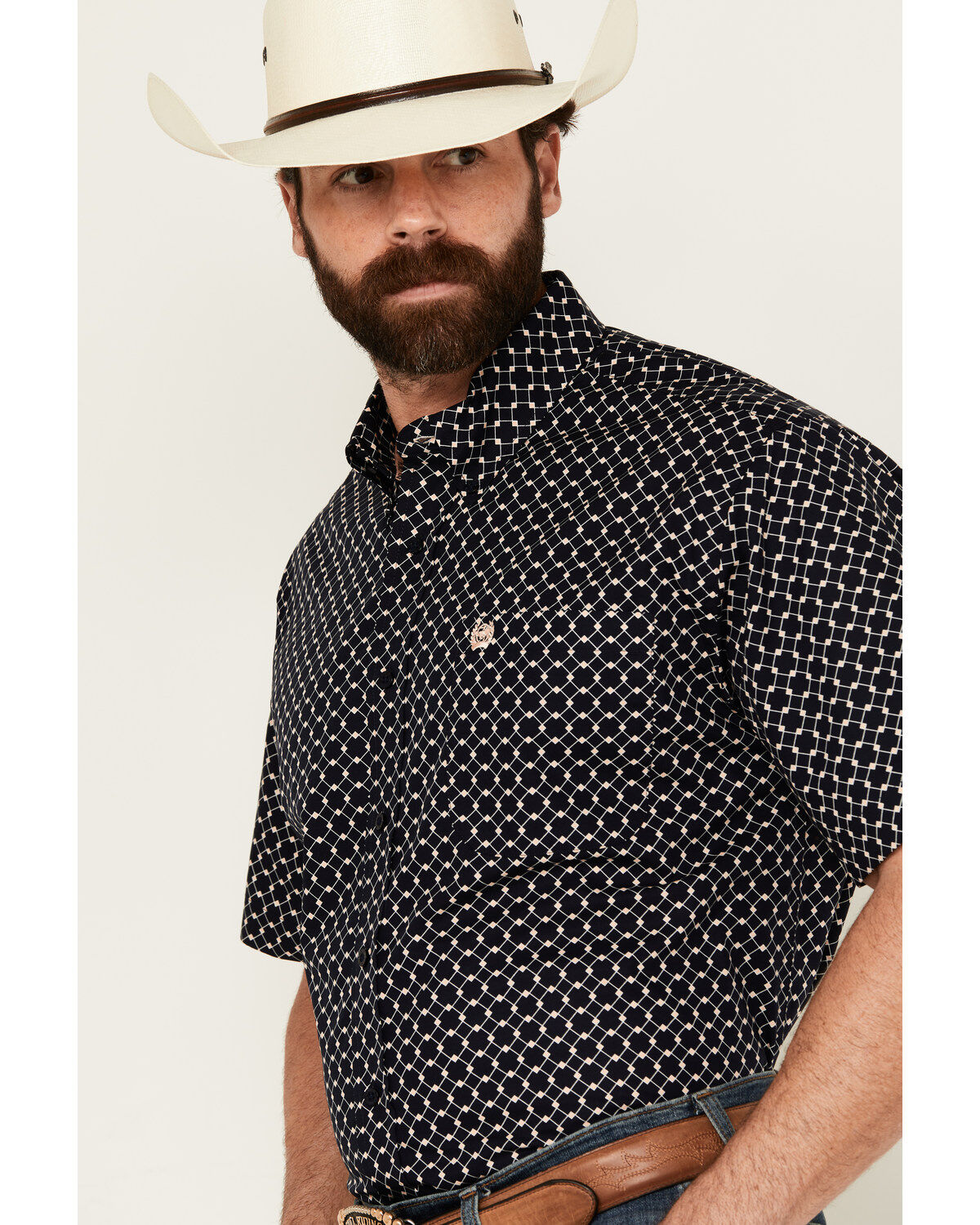 Product Name:  Cinch Men's Boot Barn Exclusive Geo Print Short Sleeve Button-Down Western Shirt