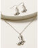 Image #1 - Shyanne Women's Cowgirl Boot Pendant Necklace & Earring Set, Silver, hi-res