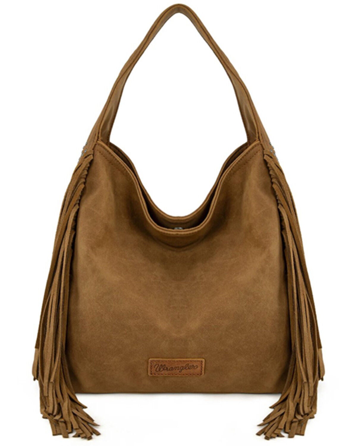 Wrangler Women's Shiloh Fringe Studded Hobo Bag, Brown, hi-res