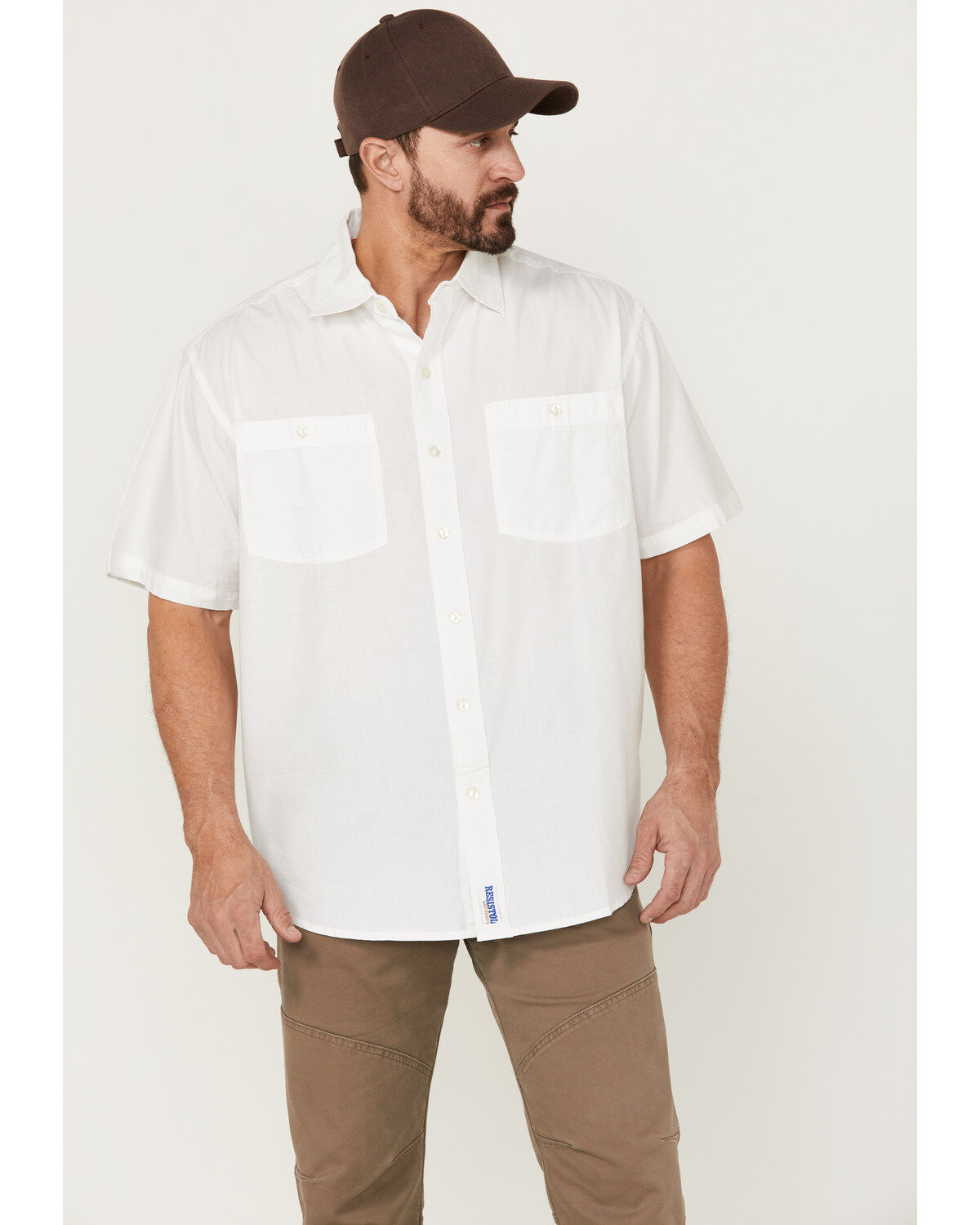 Image #1 - Resistol Men's Solid Short Sleeve Button-Down Western Shirt, White, hi-res