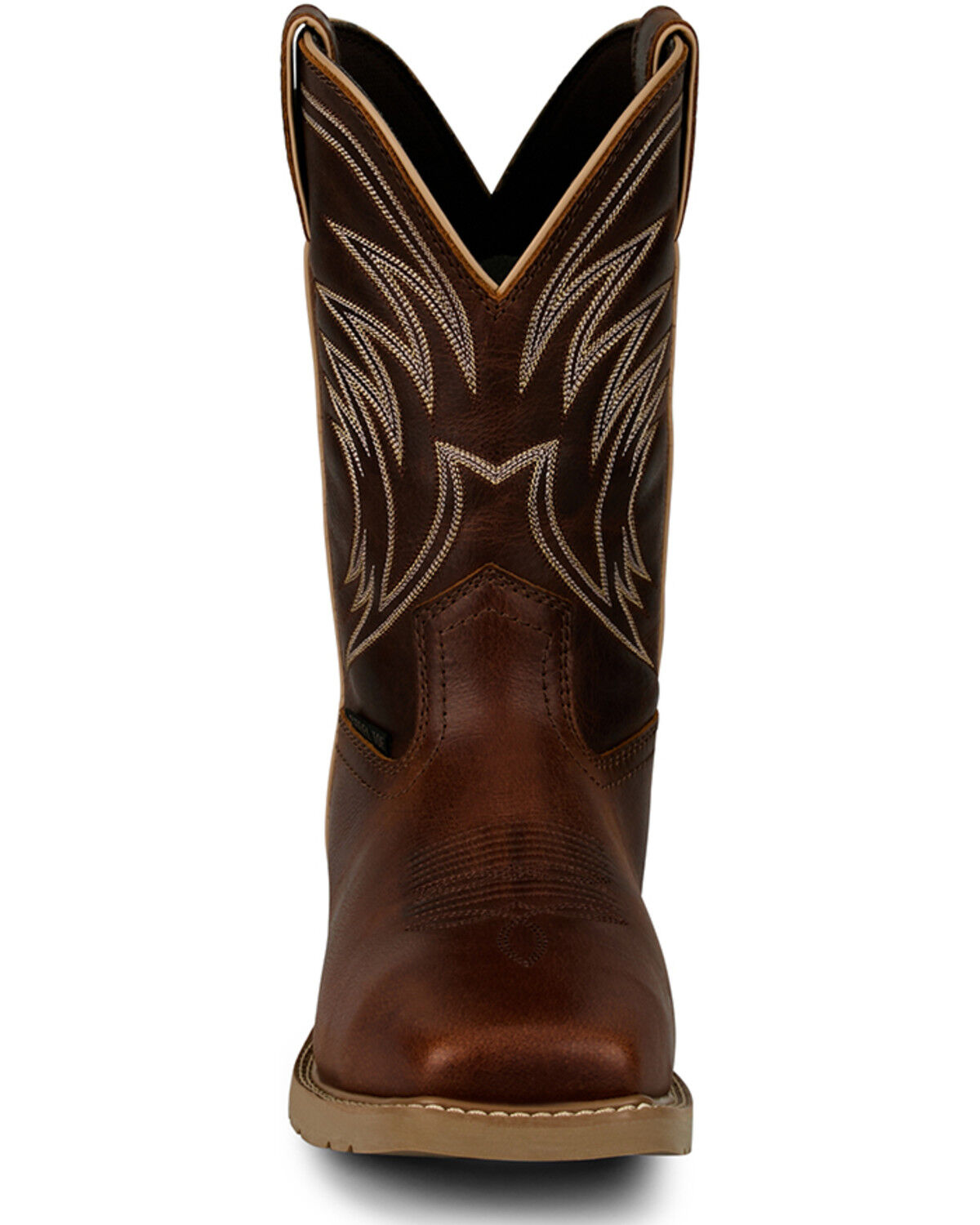 Image #4 - Justin Men's 11" Stampede Daywork Waterproof Work Boots - Steel Toe, Brown, hi-res
