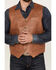Moonshine Spirit Men's Redhawk Leather Woven Button-Down Western Vest , Rust Copper, hi-res