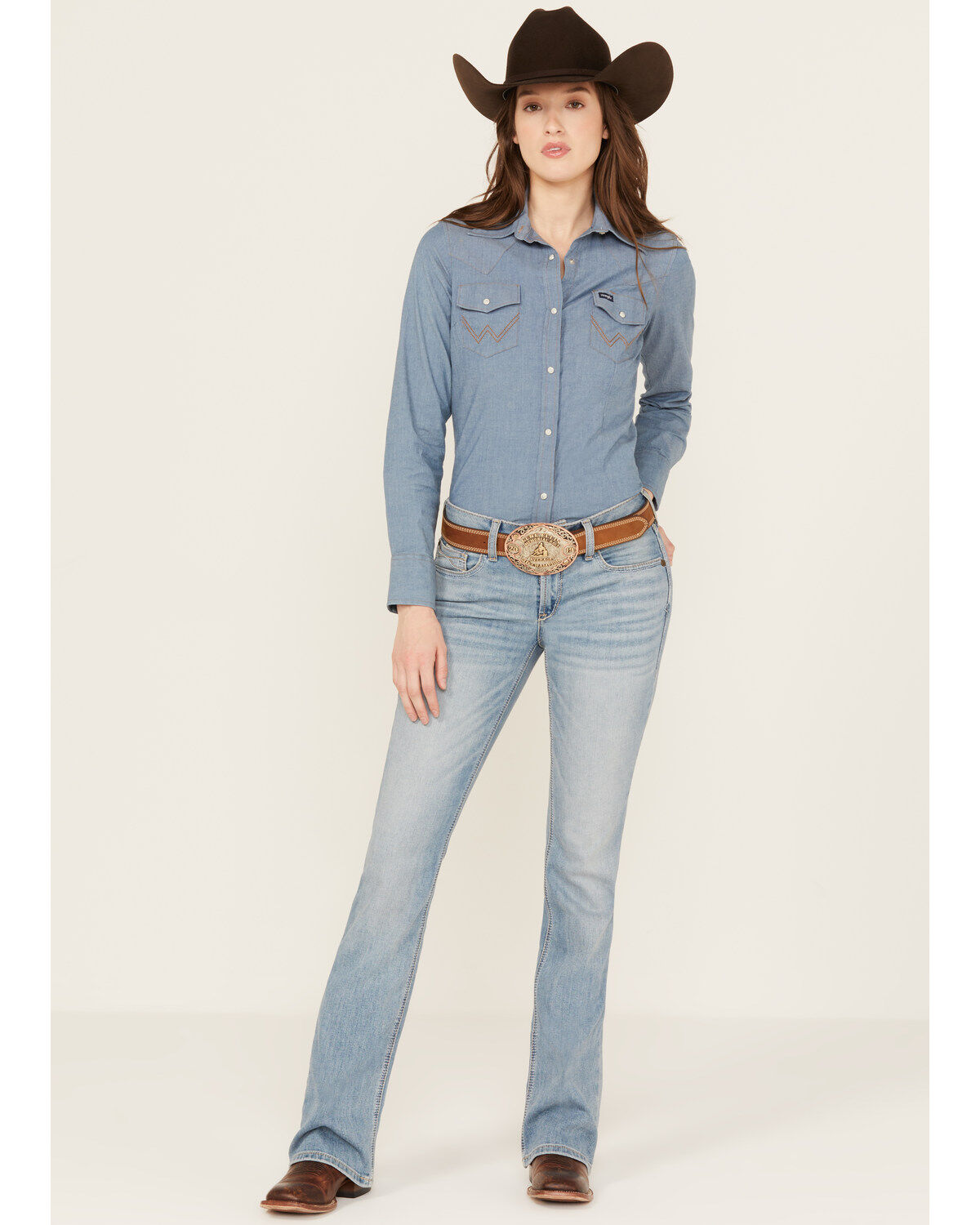 Image #1 - Ariat Women's Light Wash Perfect Arrow Fit Penelope Stretch Bootcut Jeans, , hi-res