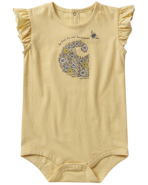 Carhartt Infant-Girls' Day On The Farm Graphic Onesie, Yellow, hi-res