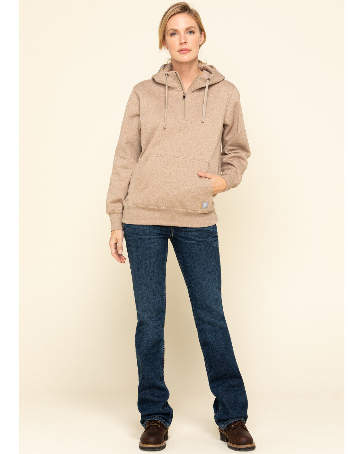 Image #6 - Ariat Women's Dark Oatmeal Heather Rebar Skill Set Zip Hooded Pullover, , hi-res
