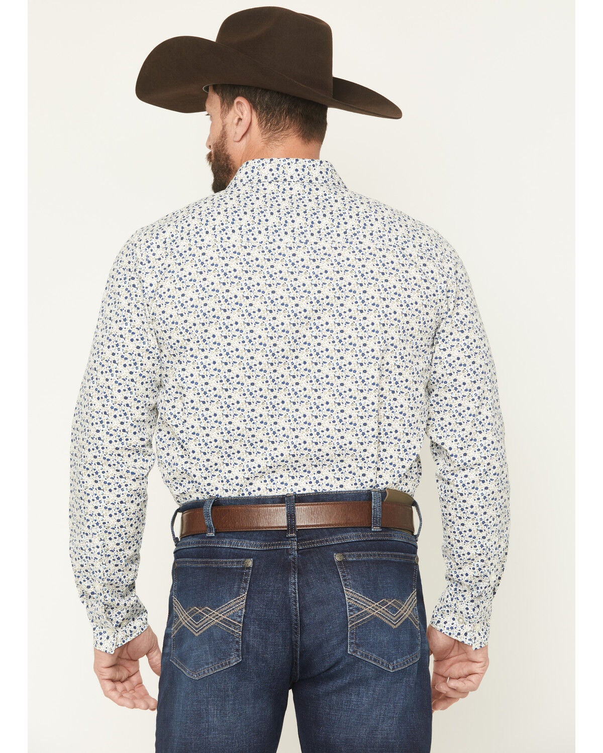 Image #4 - Gibson Trading Co Men's Kick Back Micro Floral Print Long Sleeve Button-Down Stretch Western Shirt, White, hi-res