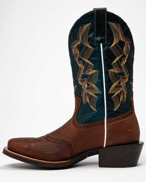 RANK 45 Men's Tank Western Performance Boots - Round Toe, Brown/blue, hi-res