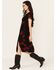 Image #3 - Idyllwind Women's Rosely Floral Print Lace Trim Midi Dress, Black, hi-res