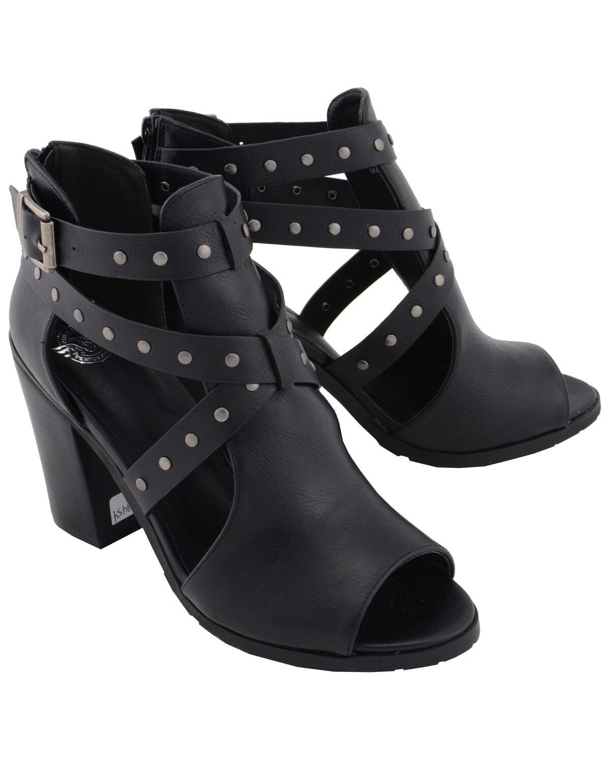 black studded platforms