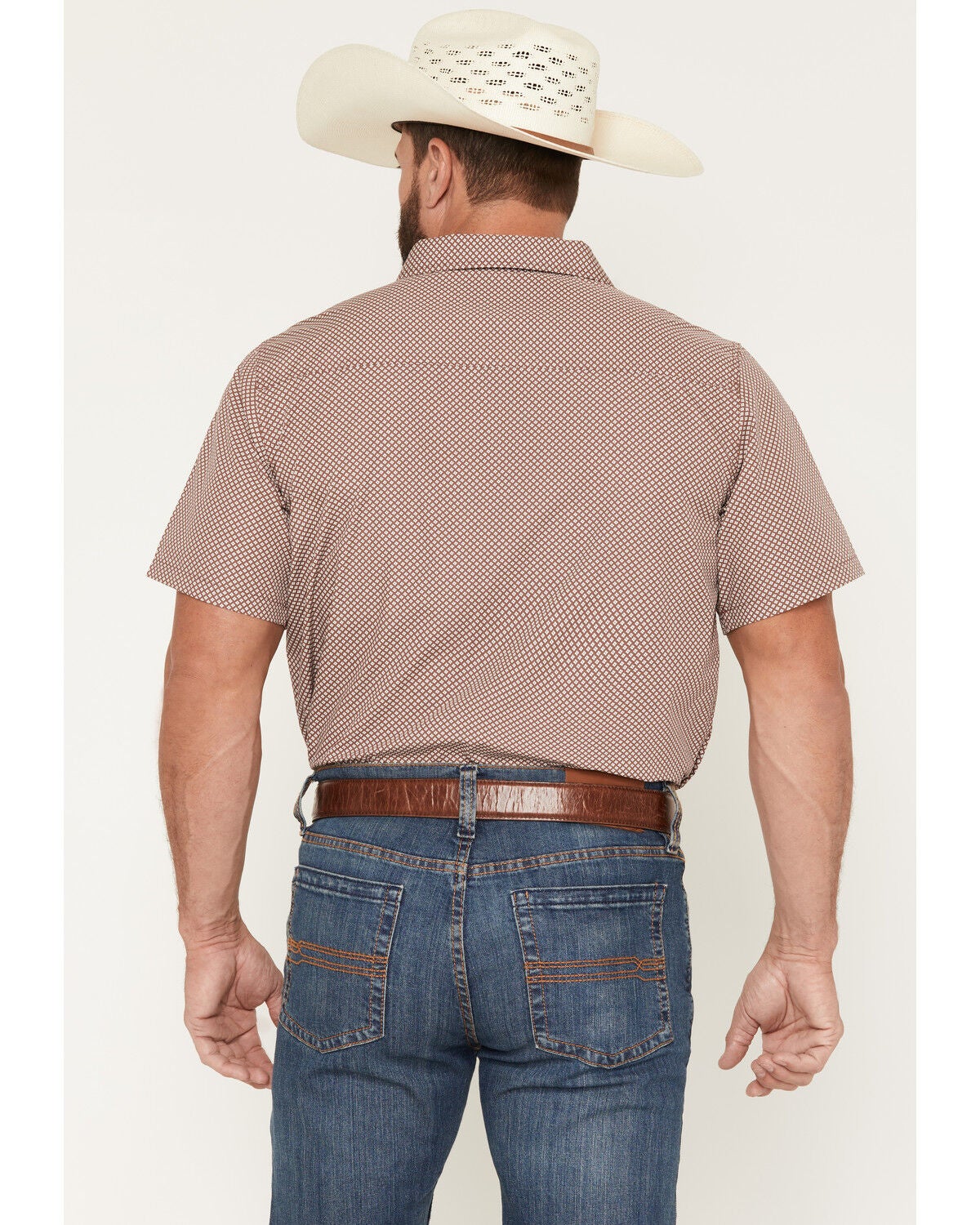 Image #4 - Gibson Trading Co Men's Kick Dust Geo Print Short Sleeve Button-Down Western Shirt, Burgundy, hi-res
