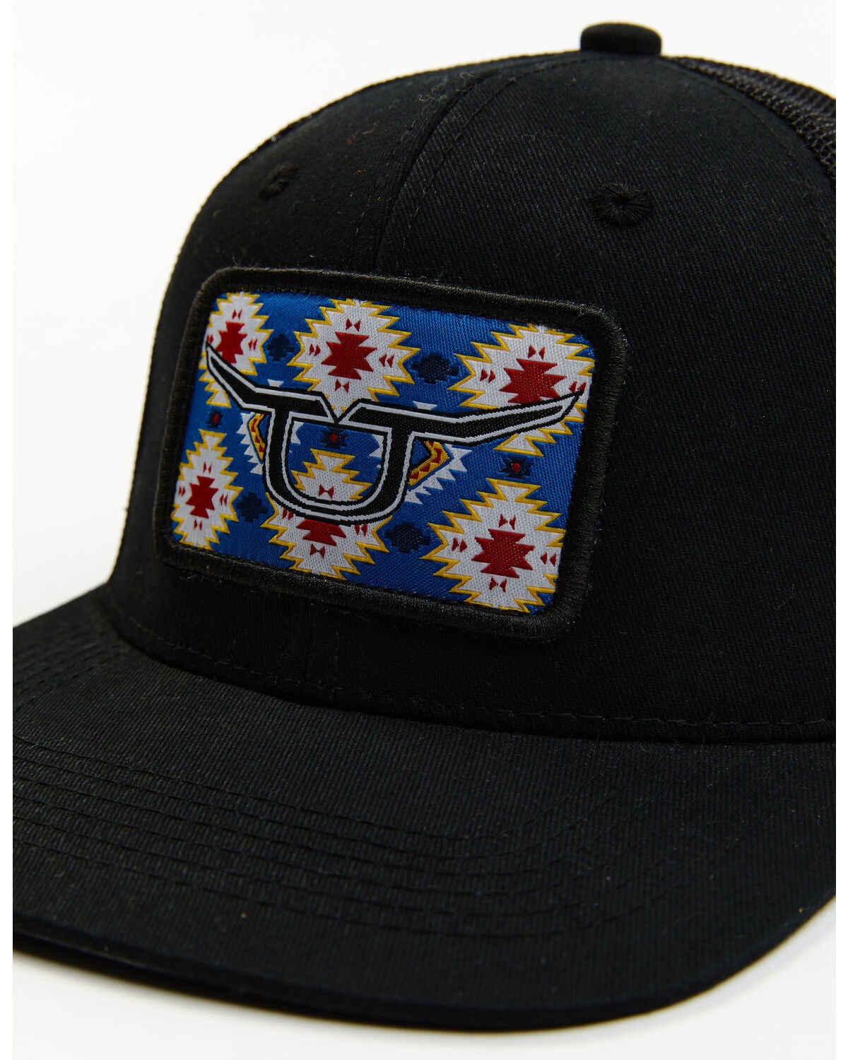 Image #2 - RopeSmart Men's Southwestern Rec Patch Mesh-Back Black Ball Cap, Black, hi-res