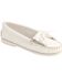 Women's Minnetonka Kilty Whipstitched Moccasins, White, hi-res