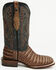 Image #2 - Tanner Mark Men's Exotic Caiman Print Western Boots - Broad Square Toe, Brown, hi-res