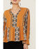 Image #2 - Wrangler Retro Women's Split Neck Peplum Print Mustard Peasant Top, Dark Yellow, hi-res
