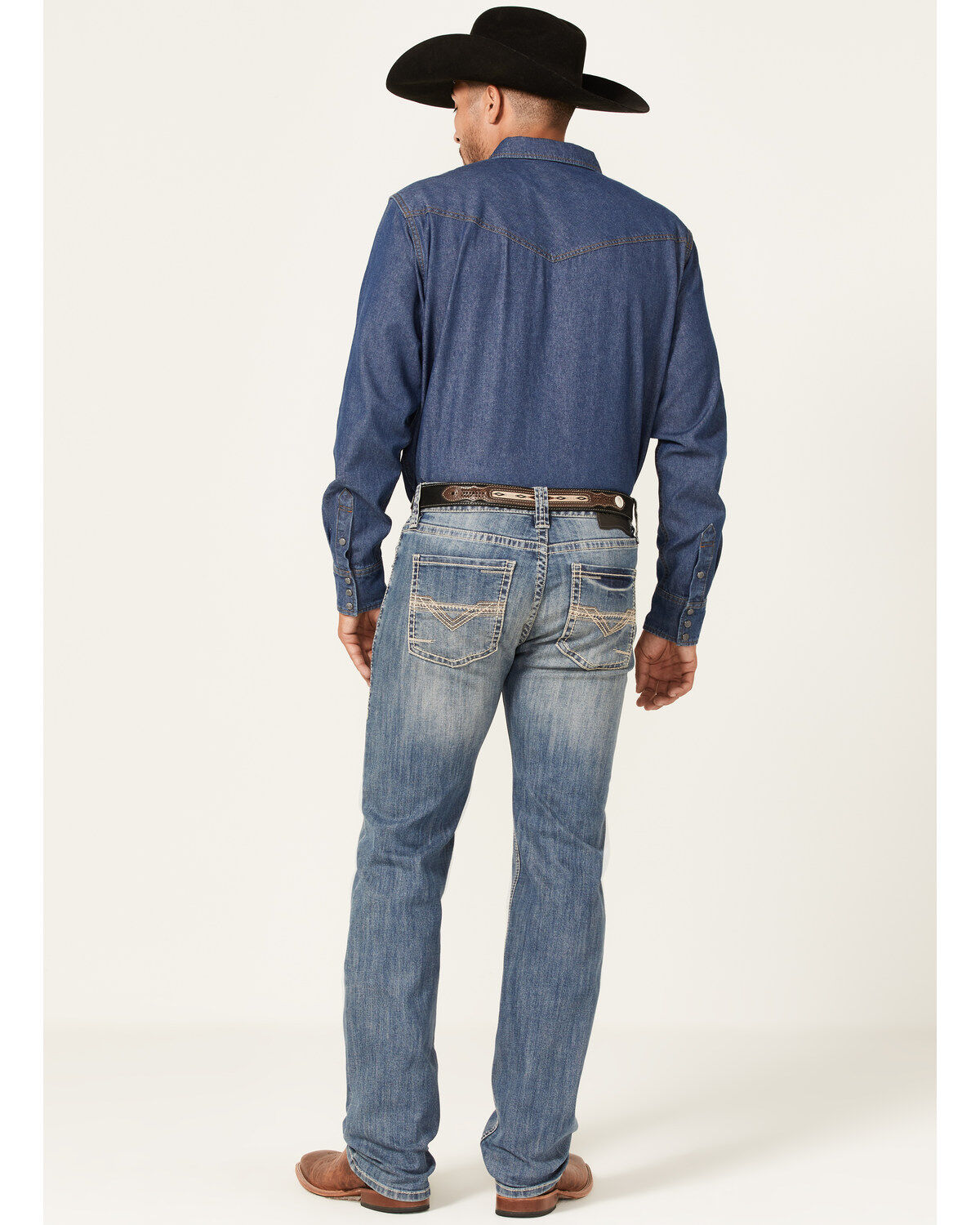 Image #1 - Rock & Roll Denim Men's Pistol Light Wash Reflex Stretch Stackable Bootcut Jeans, Light Wash, hi-res