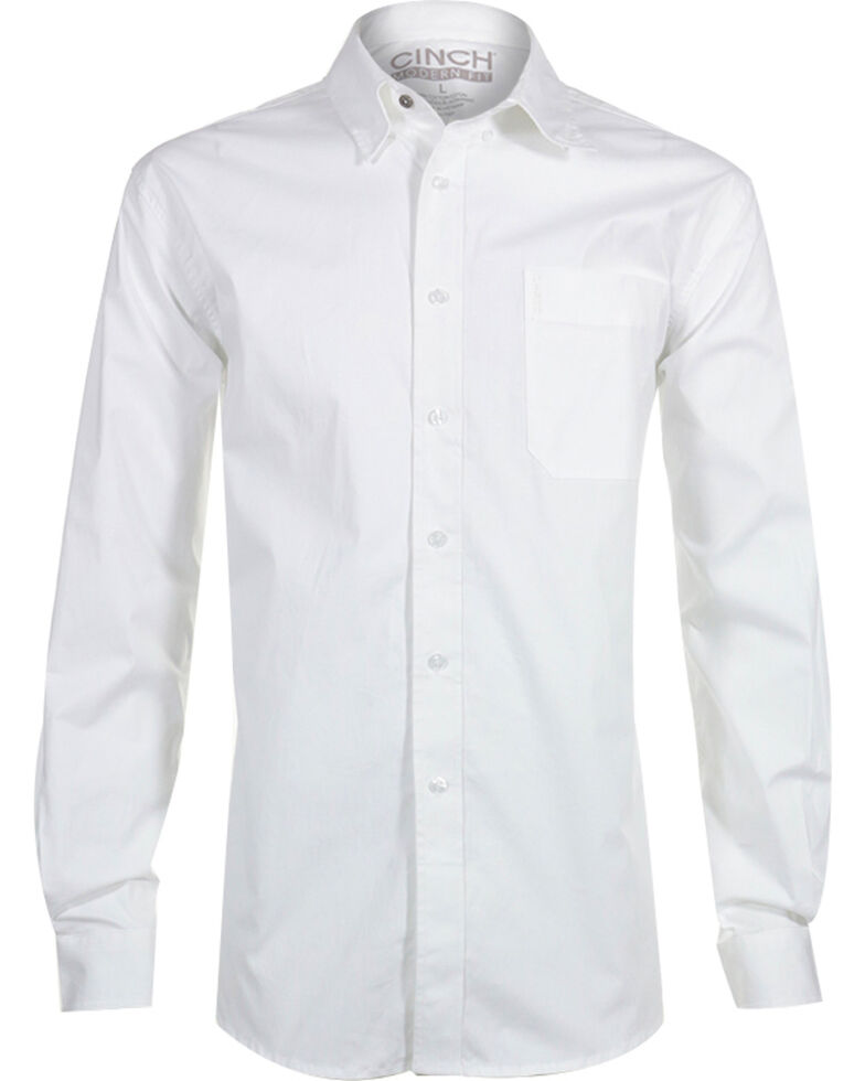 Cinch Men S White Modern Fit Long Sleeve Western Shirt Boot Barn