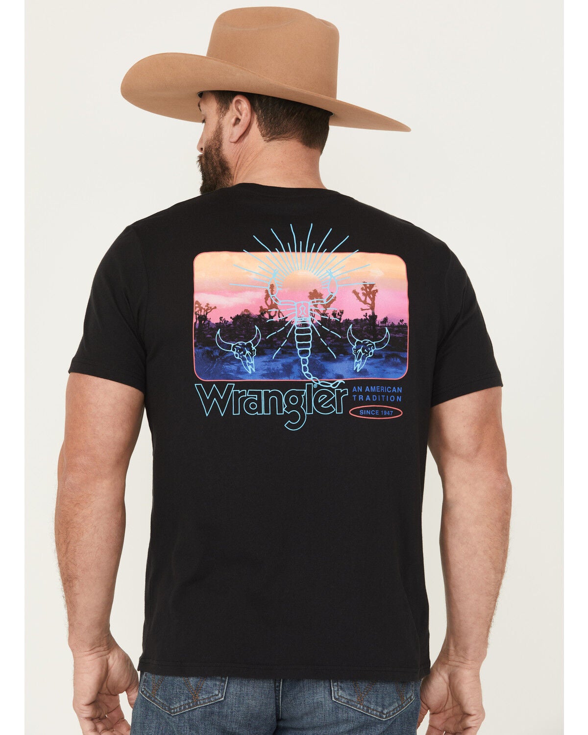 Wrangler Men's Boot Barn Exclusive Rise Scorpion Short Sleeve Graphic T-Shirt, Black, hi-res