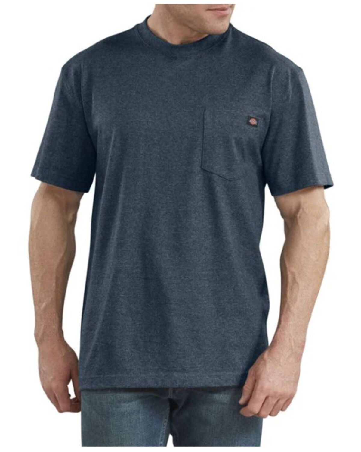Dickies Men's Heathered Solid Heavyweight Short Sleeve Work Pocket T-Shirt, Heather Blue, hi-res