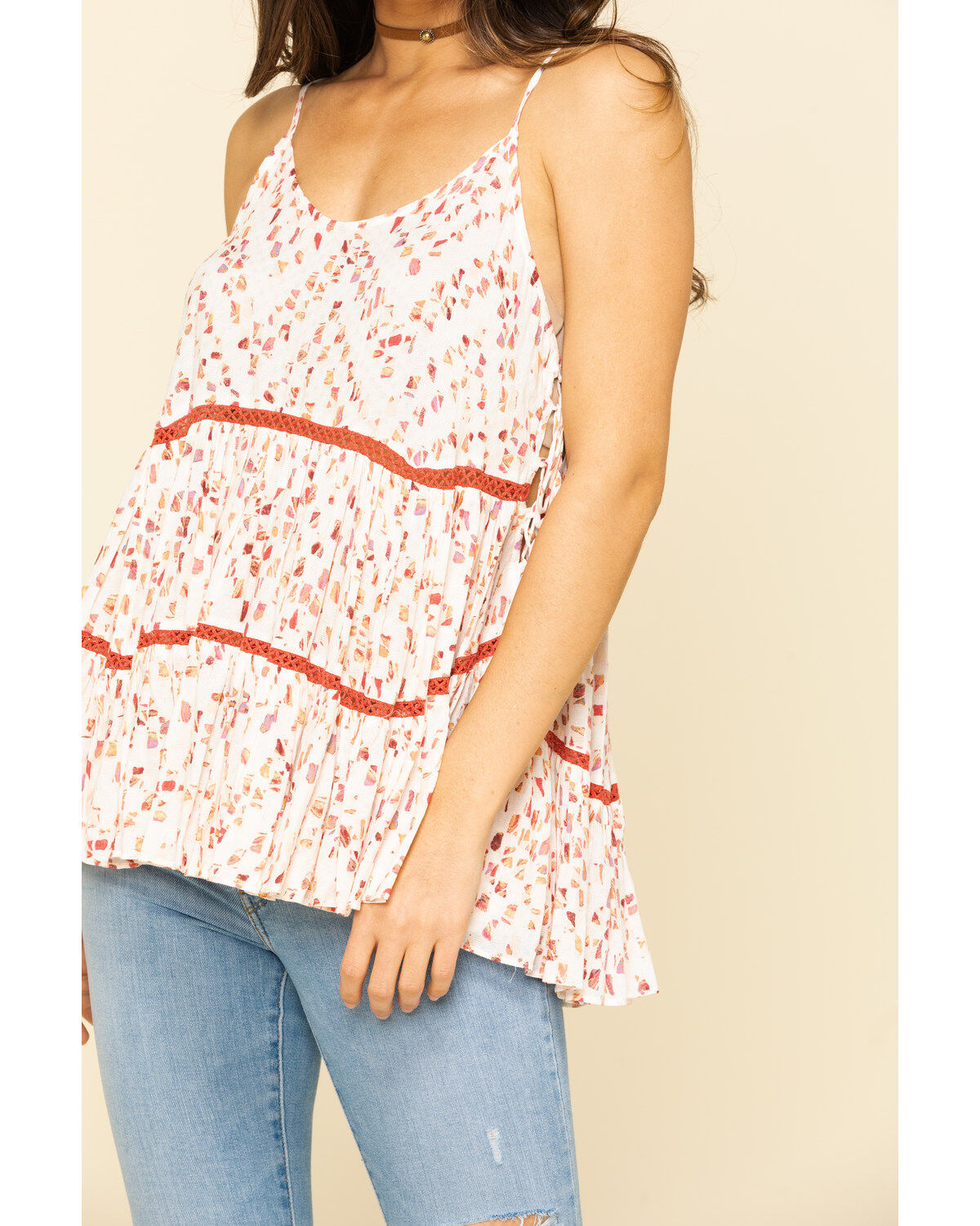 Image #4 - Miss Me Women's Printed Sleeveless Tiered Top, , hi-res