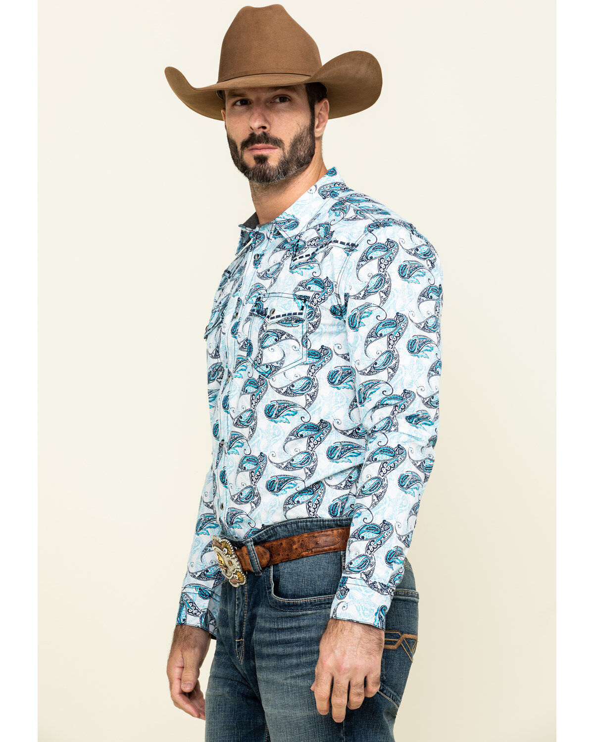 Image #3 - Cody James Men's Lovelace Large Paisley Print Long Sleeve Western Shirt , , hi-res