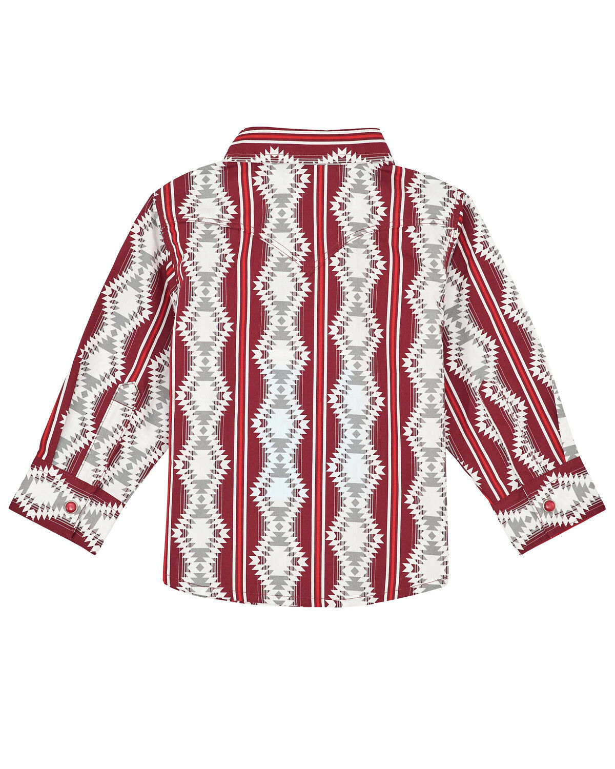 Image #2 - Wrangler Toddler Boys' Checotah Southwestern Striped Long Sleeve Snap Western, Red, hi-res
