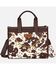 Image #1 - Wrangler X Boot Barn Women's Cow Print Tote with Chain, Coffee, hi-res