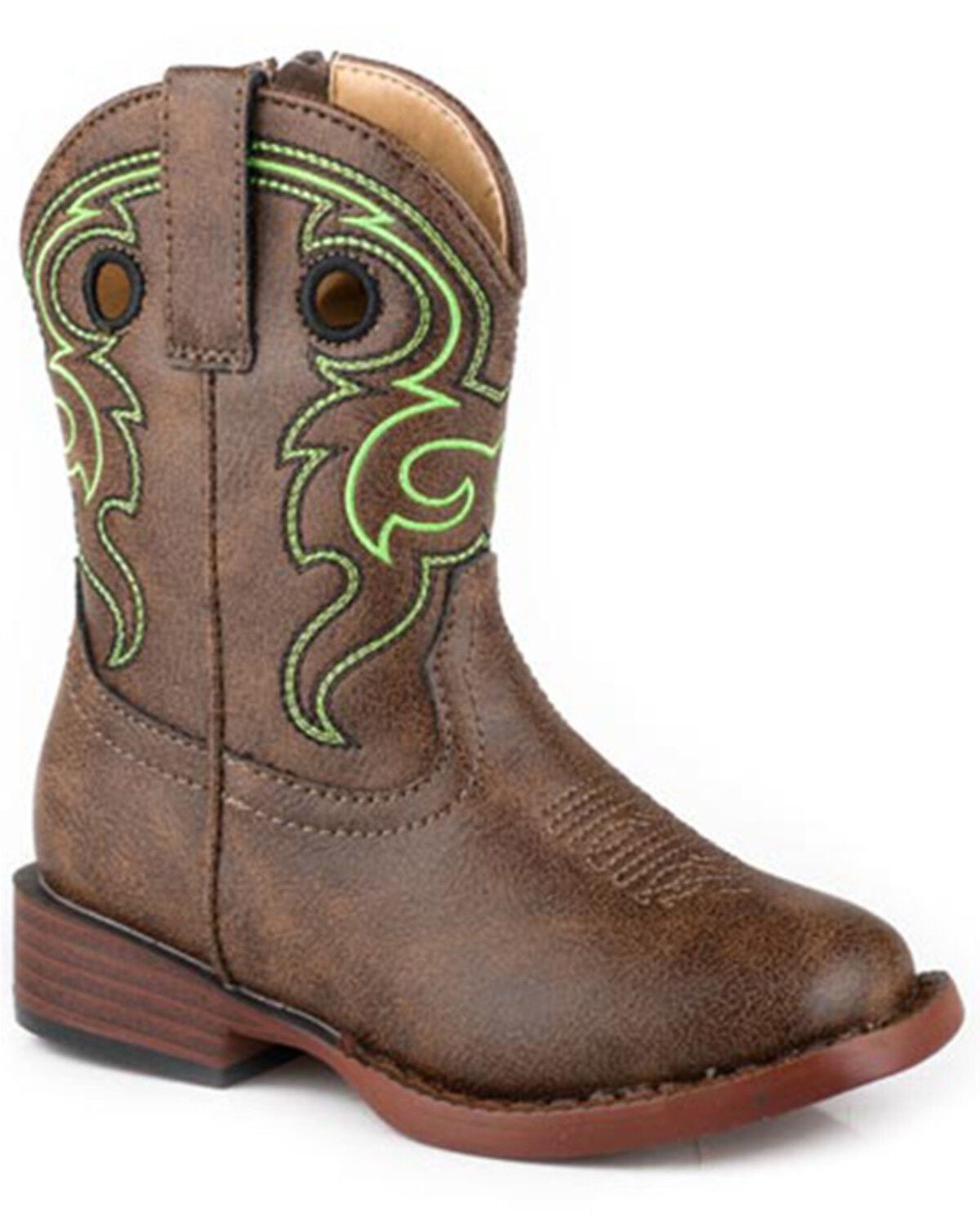 Roper Toddler Boys' Reno Western Boots - Square Toe, Brown, hi-res