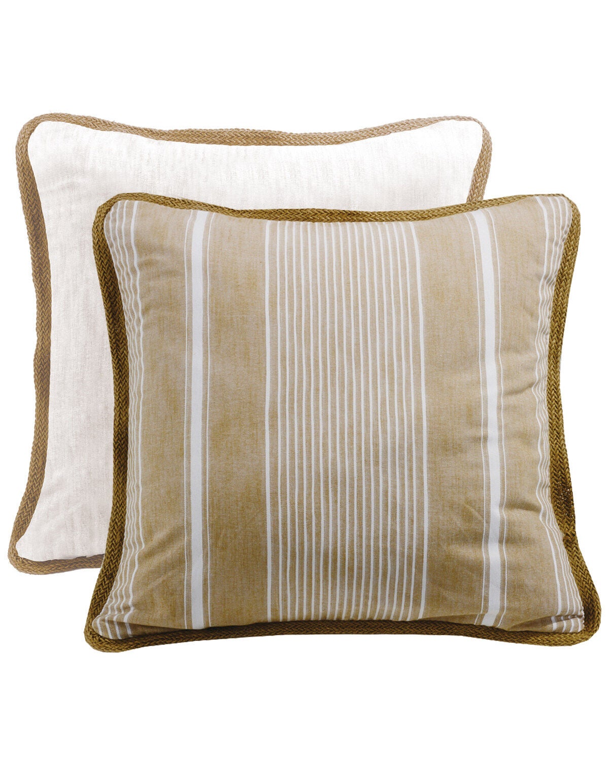 HiEnd Accents Newport Striped Reversible Euro Pillow Sham, White, hi-res