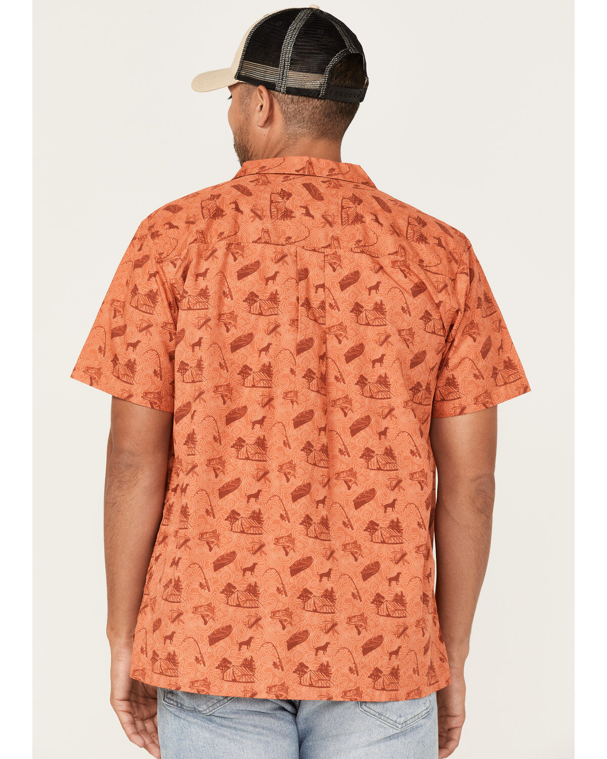 Image #4 - Cinch Men's Camp Trailblazer Allover Beach Print Short Sleeve Button Down Western Shirt, , hi-res