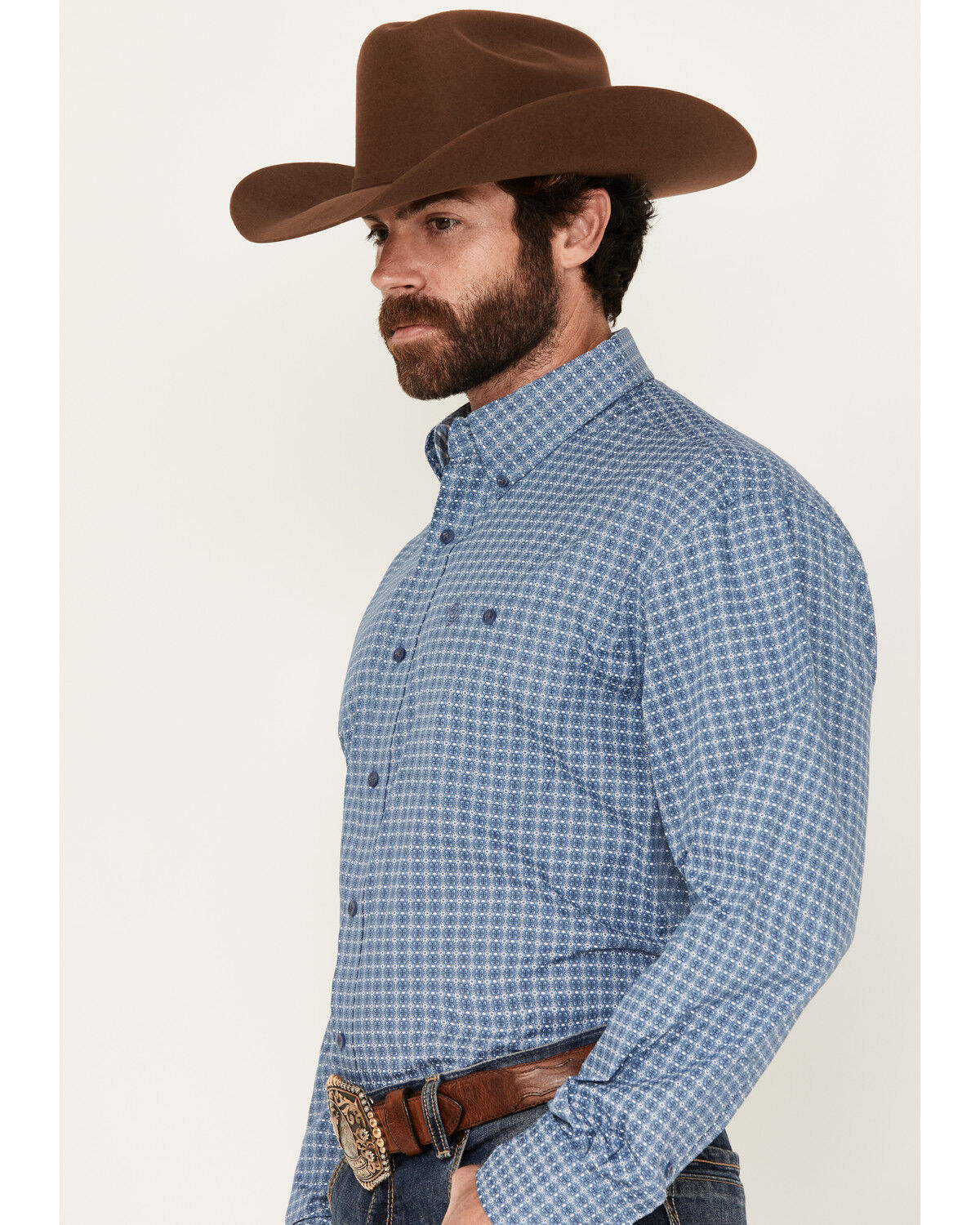 Image #2 - George Strait by Wrangler Men's Geo Print Long Sleeve Button-Down Stretch Western Shirt, , hi-res